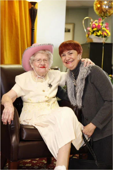 Mary Alice Ryan with a resident